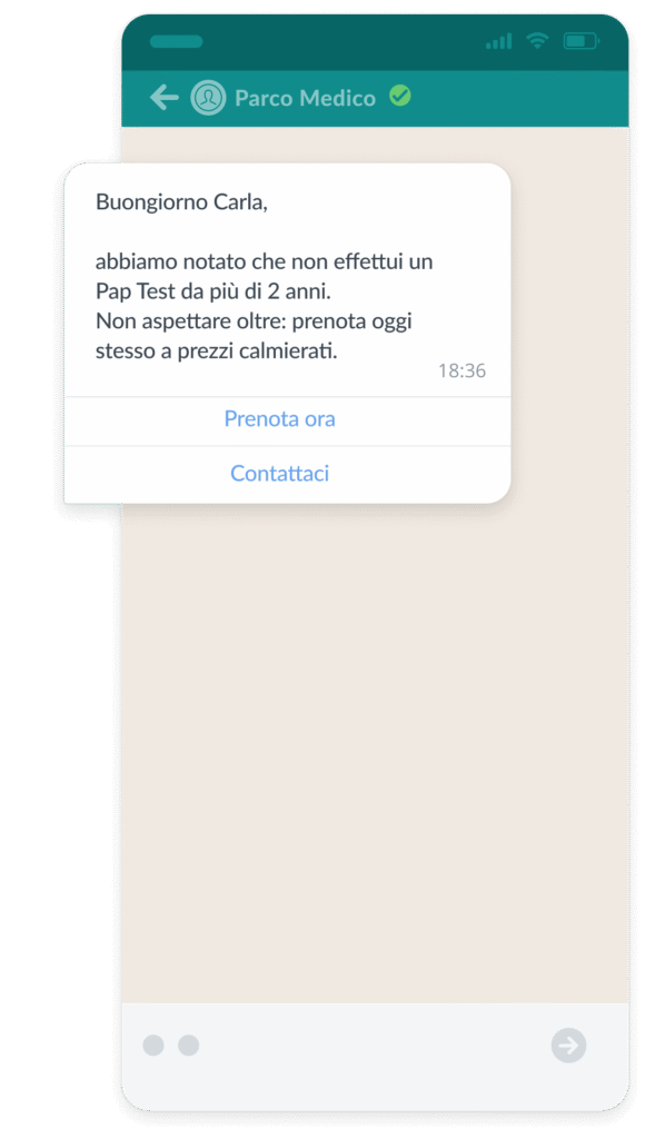 WhatsApp Business per la sanit&agrave; - esempio