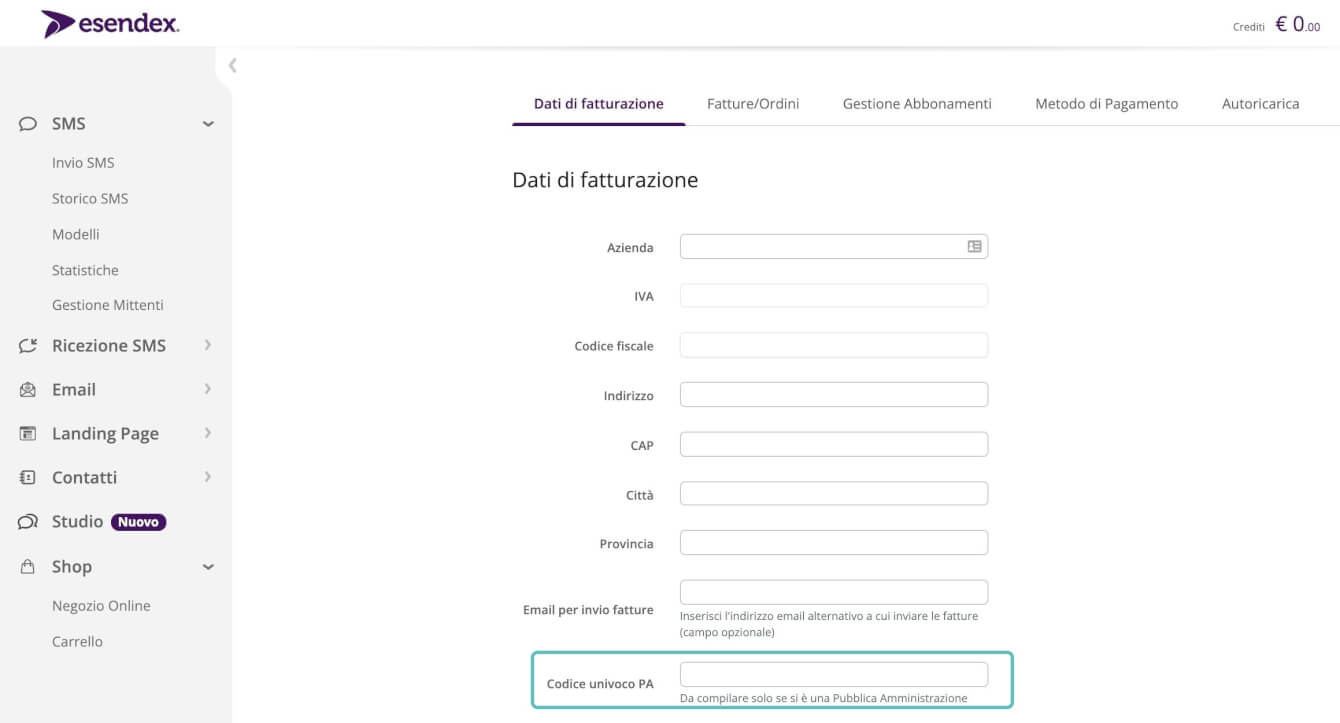 PA - Codice univoco PA - SMS per la pubblica amministrazione