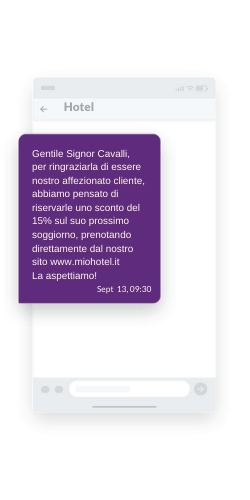 SMS per hotel esempio fidelizzazione