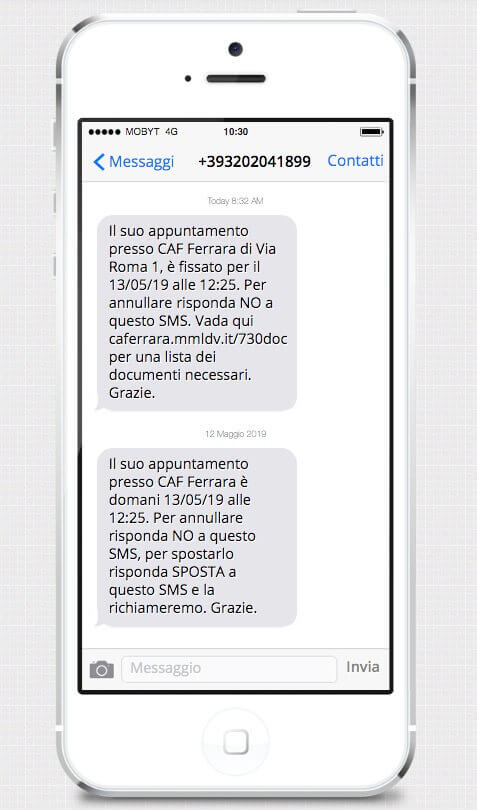 SMS marketing per CAF e patronati - SMS prenotazione