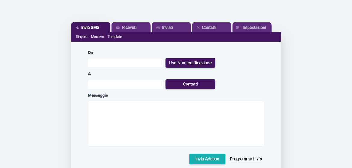 screenshot di esempio della piattaforma Esendex per l'invio di campagne SMS marketing
