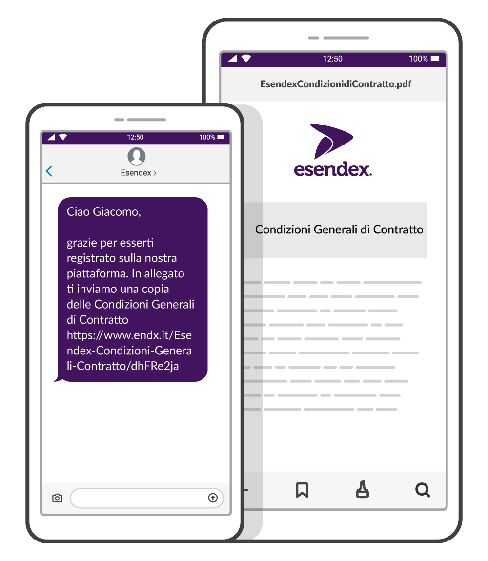 esempio di invio pdf tramite SMS