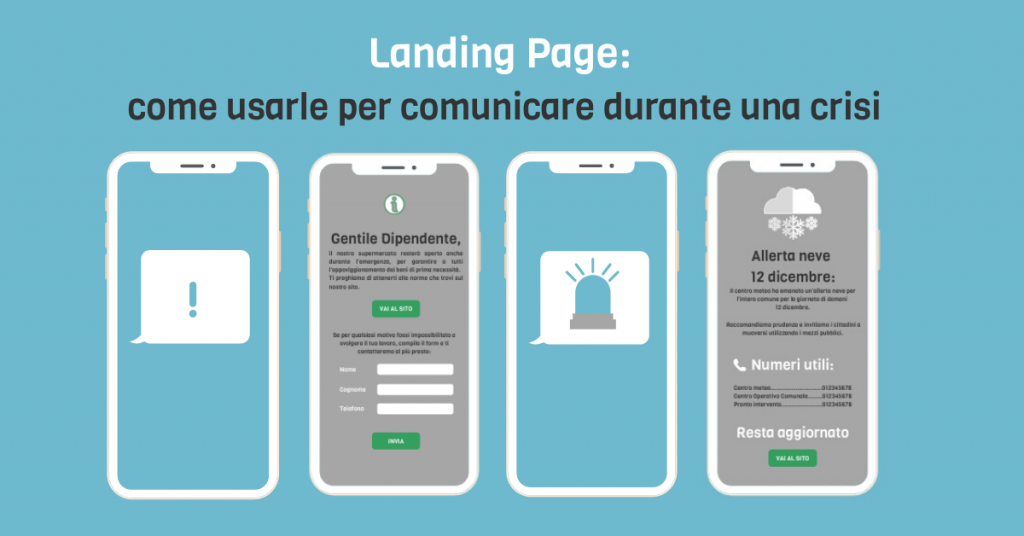landing page per comunicare durante una crisi