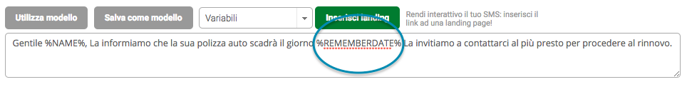 Reminder SMS - inserimento nel testo messaggio Reminder SMS - inserimento nel testo messaggio