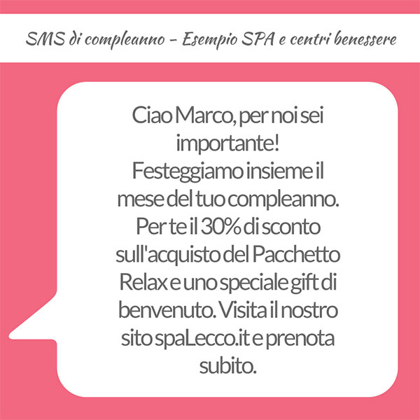 sms di compleanno ai clienti - esempio spa sms di compleanno ai clienti - esempio spa