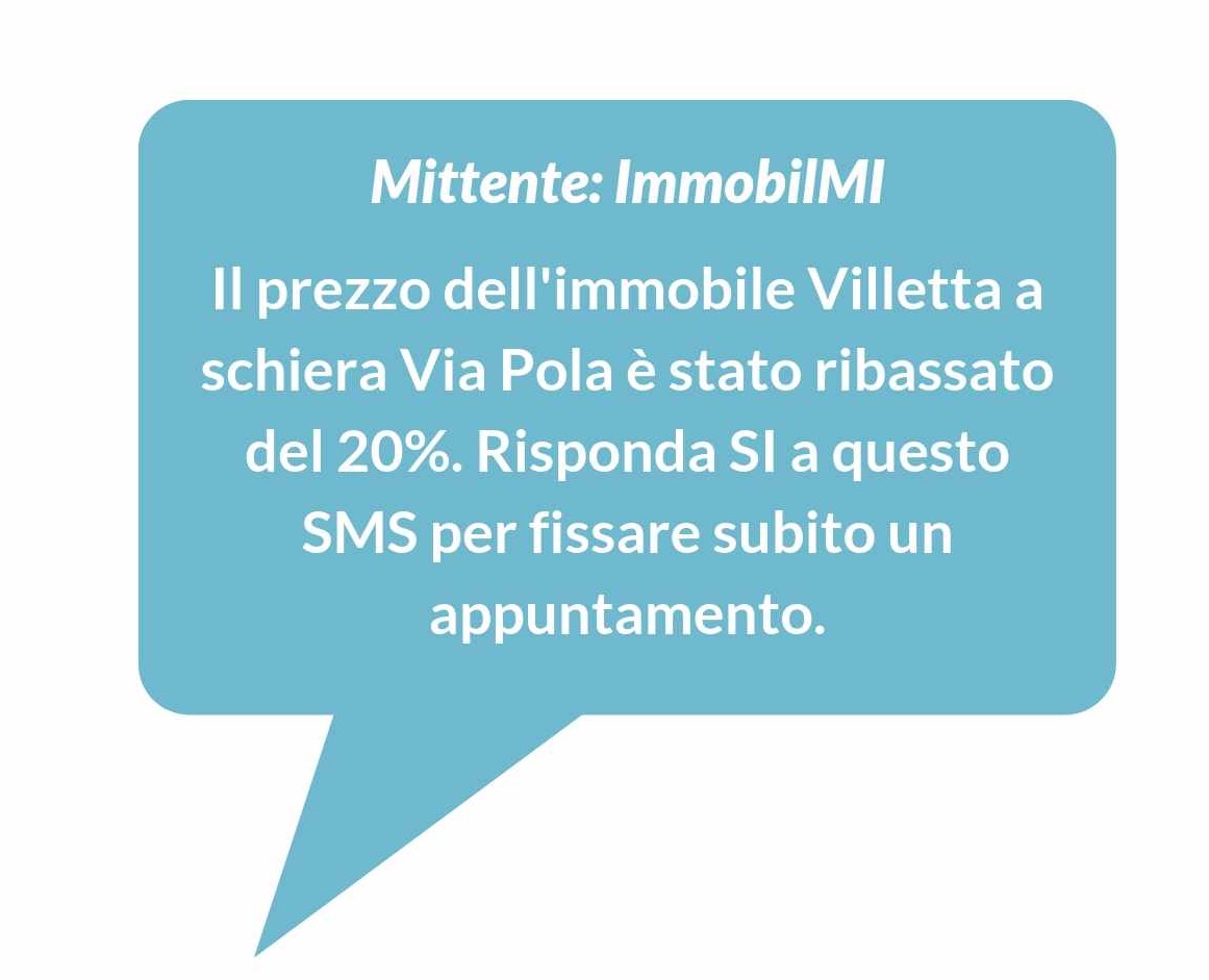 SMS marketing per agenzi immobiliare - Esempio SMS promozionale