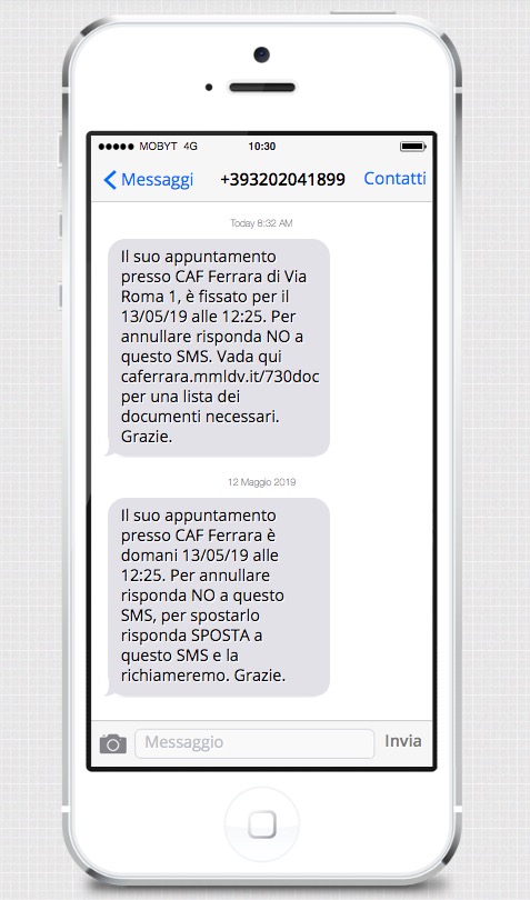 SMS marketing per CAF e patronati - SMS prenotazione