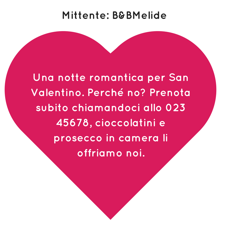 Campagna SMS di San Valentino - Esempio SMS Hotel